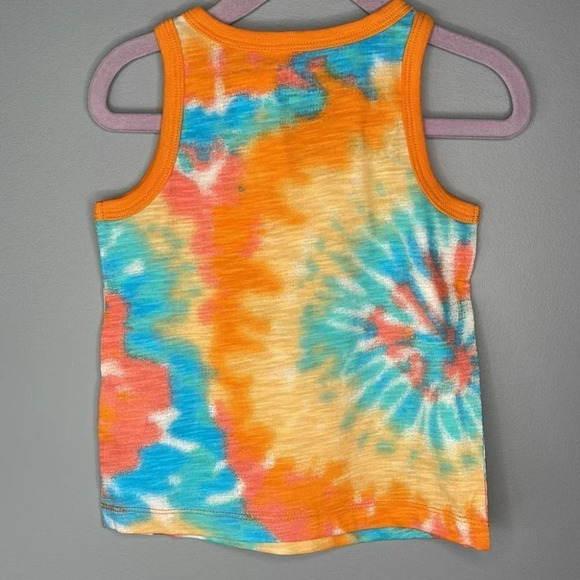 GAP NWT Boys Mango Orange Tie Dye Pocket Tank Top Contrast Trim Size 12-18m - Picture 4 of 6